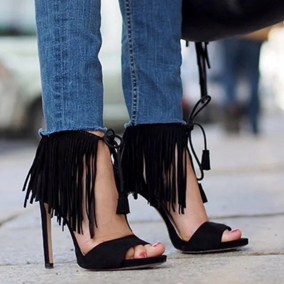 Zara Shoes - Zara fringe suede heels